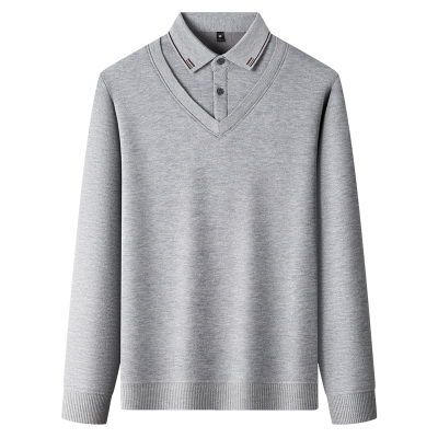 罗蒙冬季加绒加厚假两件毛衣男士