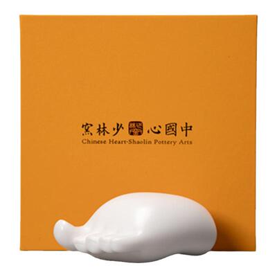 少林窑知足常乐摆件羊脂玉瓷创意玄关客厅办公室陶瓷装饰品礼盒装