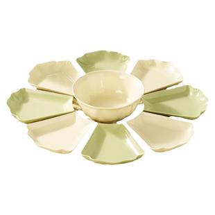 奶油风家宴陶瓷拼盘碗勺团圆家庭聚餐餐具套装大圆拼盘聚餐65cm桌