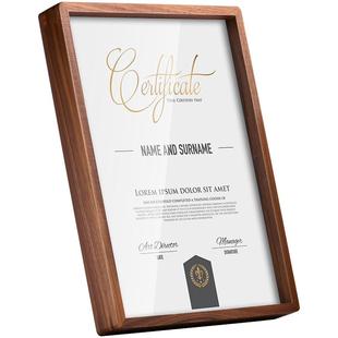 A4荣誉授权证书框水晶玻璃相框高档实木奖牌奖状专利展示框摆台