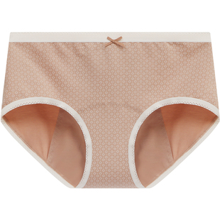 彩田姨妈裤生理内裤女士冬中高腰棉质生理裤印花蝴蝶结抗菌裆内裤