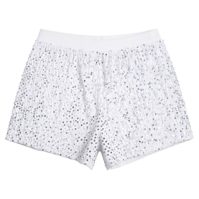 黑色亮片弹力直筒短裤