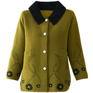 妈妈秋装外套洋气高贵大码中式女装中国风高级感套装双面羊绒大衣