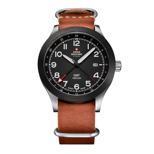 瑞士军表世界双时区男士款石英手腕表原装进口飞行员风真正名品牌