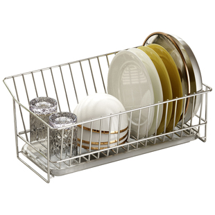 碗架沥水架厨房304不锈钢碗盘碗筷收纳篮子水槽池边小型窄款家用