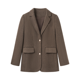 Even一雯【文学系学姐】韩系高智感秋冬正肩宽松棕色夹棉西装外套