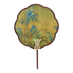 新中式壁挂扇子实木装饰品墙上挂件挂饰禅意古风圆形墙面壁饰墙饰