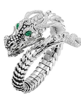 开口戒指男士潮钛钢不褪色食指环女复古生肖龙小众设计自律扳指虎