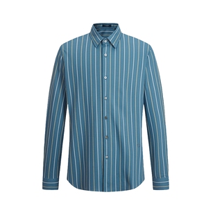 【舒适亲肤】LONDA 伦德马男士条纹衬衫含山羊绒长袖商务休闲衬衣