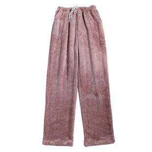 珊瑚绒家居裤女士秋冬大码直筒加绒加厚保暖宽松法兰绒睡裤暖暖裤