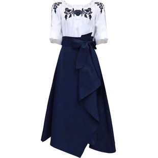 女神范女连衣裙春秋装2026新款气质韩版套装一字肩chic裙子两件夏