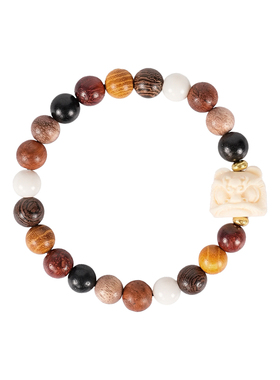 庙街文玩醒狮檀木手串新年贺岁