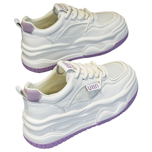 内增高小白鞋女夏季新款2025年透气网面超火休闲运动厚底板鞋爆款