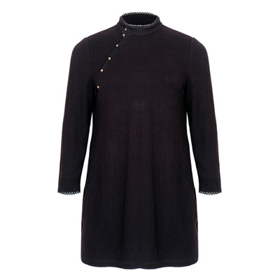 美丽客栈大码修身高领针织连衣裙