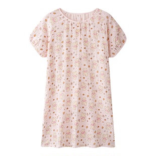 2026年新款春夏大码睡裙夏季女款短袖纯棉纱布孕妇夏天连衣裙睡衣