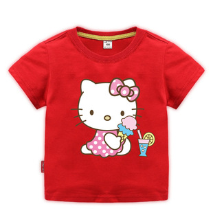 KT猫衣服女童短袖t恤2凯蒂猫童装儿童半袖3岁5小童上衣宝宝夏装潮