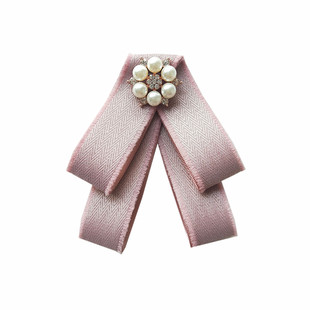 领结女复古职业头花樱花粉色韩版虚边蝴蝶结领花胸针连衣裙配饰