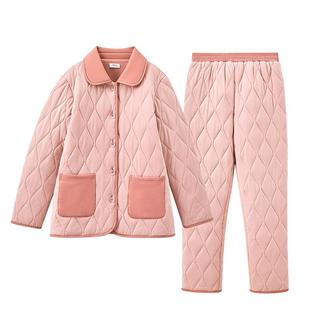 曼妮芬棉质生活冬季厚棉袄三层加厚夹棉睡衣保暖棉服可外穿家居服