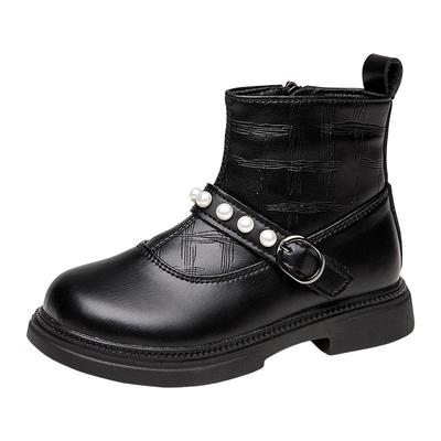 女童靴子马丁靴秋冬新款真皮儿童单靴软底加绒小女孩公主时装短靴