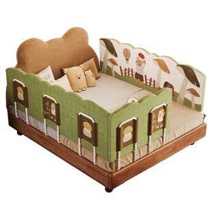 MeitingHome儿童床围栏软包加高宝宝床边挡板卡通多面防掉床护栏