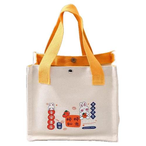 帆布包女包小包时尚休闲可爱手提包小方包便当包手提袋饭盒袋子大