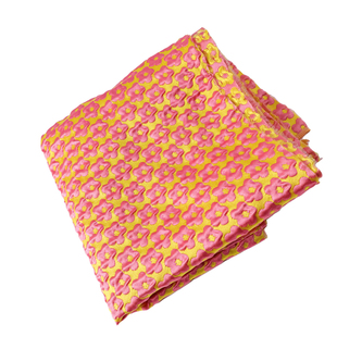 清新 粉黄撞色凹凸泡泡小花提花面料做裙子汉服手工diy包包布料