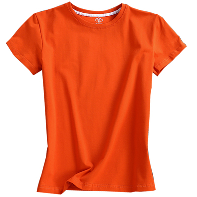 橘色t恤女短袖2021年纯色半袖