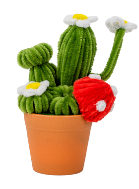 仙人掌花朵扭扭棒小盆栽摆件