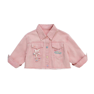 湖州织里女童2025新款牛仔外套中小童可爱上衣女孩粉色牛仔夹克潮
