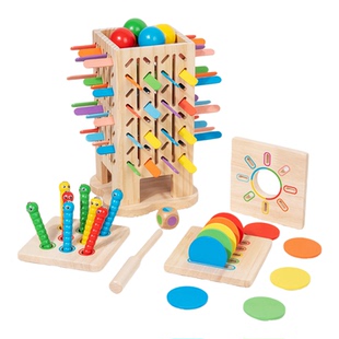 五合一抽棍插棍游戏认识投币投球盒精细动作手眼协调儿童益智玩具