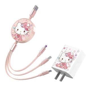 可爱数据线三合一充电器线一拖三快充适用华为type-c荣耀三星vivo小米oppo安卓苹果16p手机22.5W超级快充插头