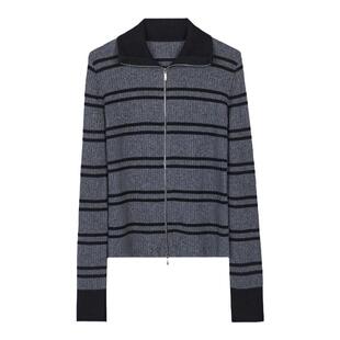 CROWNLESS未冕早秋新款Polo领绵羊毛显瘦开衫毛衫女