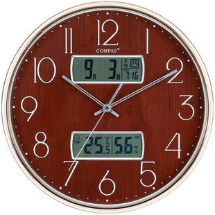 康巴丝钟表挂钟客厅现代静音简约日历时钟万年历石英钟家用电波钟