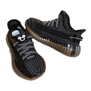 迪士尼儿童椰子鞋男童秋季新款针织鞋女运动鞋耐磨网面透气跑步鞋