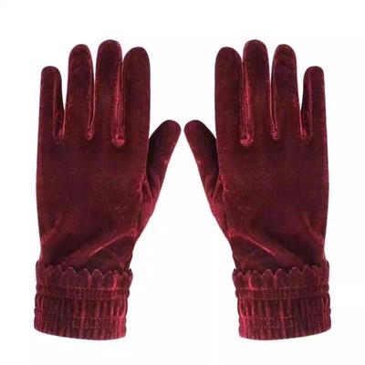 罗口丝绒手套保暖防寒骑行手套