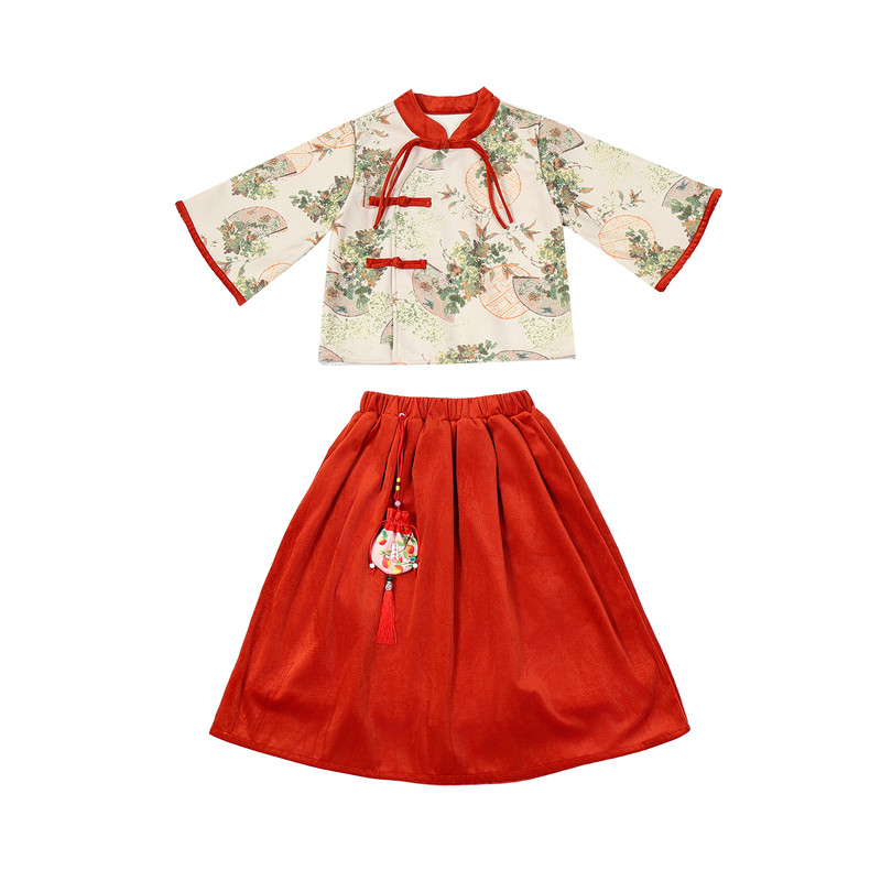 元旦演出服儿童加绒秋冬男童汉服新中式国风套装女童拜年服姐弟装