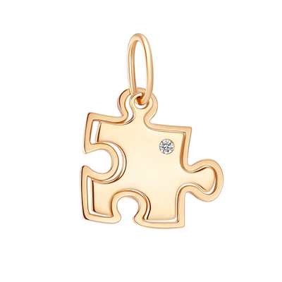 原创黄金天然钻石简约中性吊坠