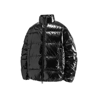 JIDERE特氟龙三防亮漆面羽绒服男宽松立领90白鸭绒加厚保暖潮外套