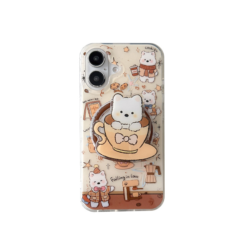甜品咖啡豆卡通西高地狗适用苹果iPhone1716151413promax手机壳磁吸华为mate60pro双层pura7