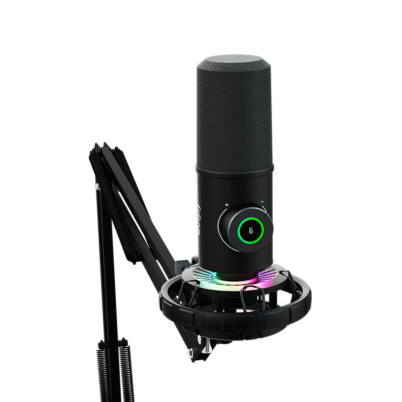 FIFINE/非梵迪 K658 Plus动圈降噪RGB麦克风心型指向电脑台式游戏