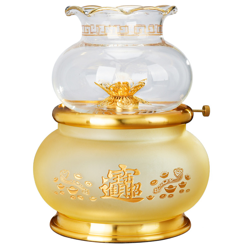 可拆分式仿琉璃仙字雕刻香炉油灯家用加厚防风酥油灯盏灯芯供佛灯