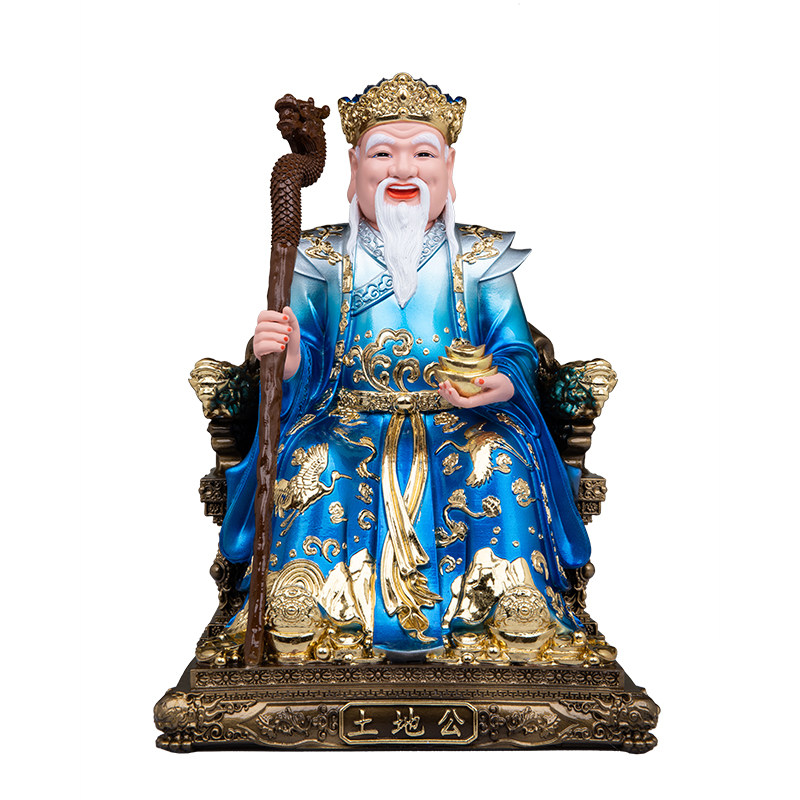 土地公土地婆神像树脂铜彩福德正神佛像土地公家用土地爷爷奶奶像