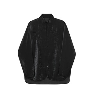 国潮风衬衣改良唐装汉服轻古风上衣少年感穿搭透视感黑纱衬衣长袖