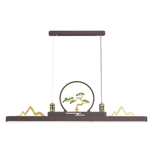 新中式餐厅吊灯现代中式禅意高级感珐琅彩茶室灯中国风长条餐桌灯