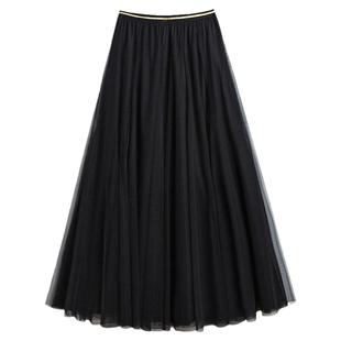 10米大摆裙 松紧腰网纱半身裙春秋女中长款高腰显瘦a字裙垂感纱裙