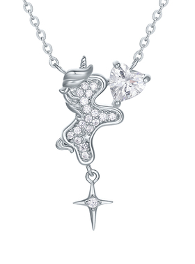 周六福甜心独角兽项链女S925银链坠时尚百搭小众本命年礼物送女友