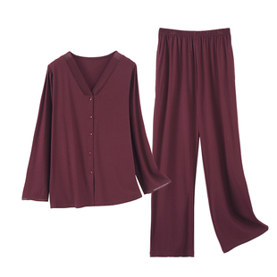 睡衣女士春秋款长袖中老年妈妈莫代尔棉绸秋季2026新款冰丝家居服