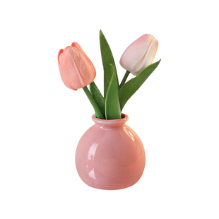 奶油陶瓷小花瓶摆件客厅插花轻奢高级感仿真花家居卧室桌面装饰品