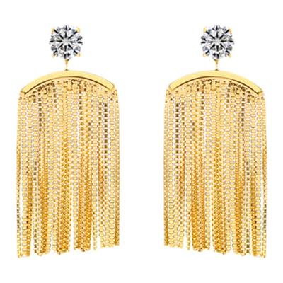 一撇一捺YPYN新中式金色流苏长款派对耳环女夸张不对称耳钉设计师