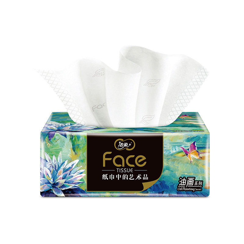 洁柔抽纸油画抽纸4层加厚实惠2元家用油画卫生纸纸抽抽取式面巾纸